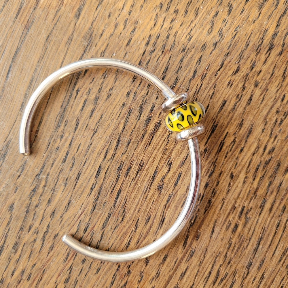 Trollbeads sterling silver bangle bracelet with 4 beads NWT - Picture 3 of 6